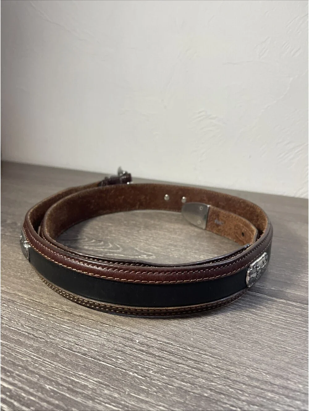 Brighton Onyx VTG Leather Golf Belt Men's 36 Brown Black Classic 1